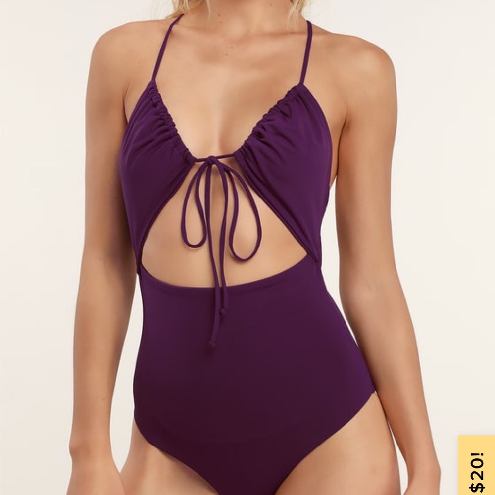 Los Cabos Purple Strappy Cutout One-Piece Swimsuit